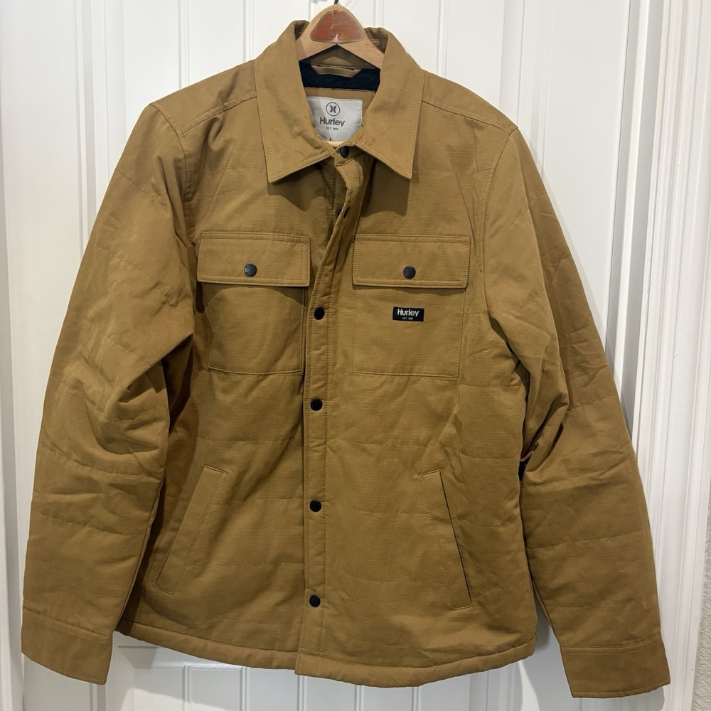 Hurley Men's Quilted Shirt Jacket Tan Duck Size L